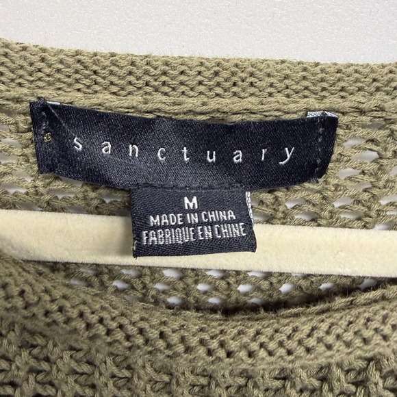 Sanctuary Olive Green Mesh Loose Knit Sweater Womens Medium Grunge Fairygrunge - Picture 3 of 8